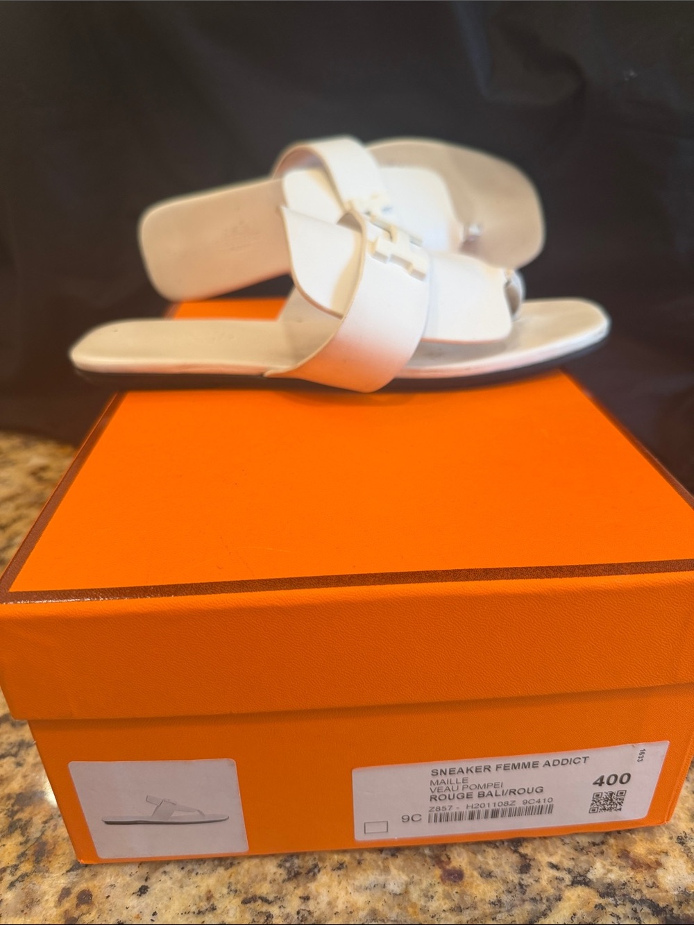 Hermes White Leather Women Slide Sandals - Picture 3 of 13
